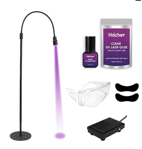 UV Lash Glue System with LED Lamp & Foot Pedal - Professional Eyelash Extension Kit for Salon & Home Use - Perfect for Lash Artists & DIY Beauty Enthusiasts
