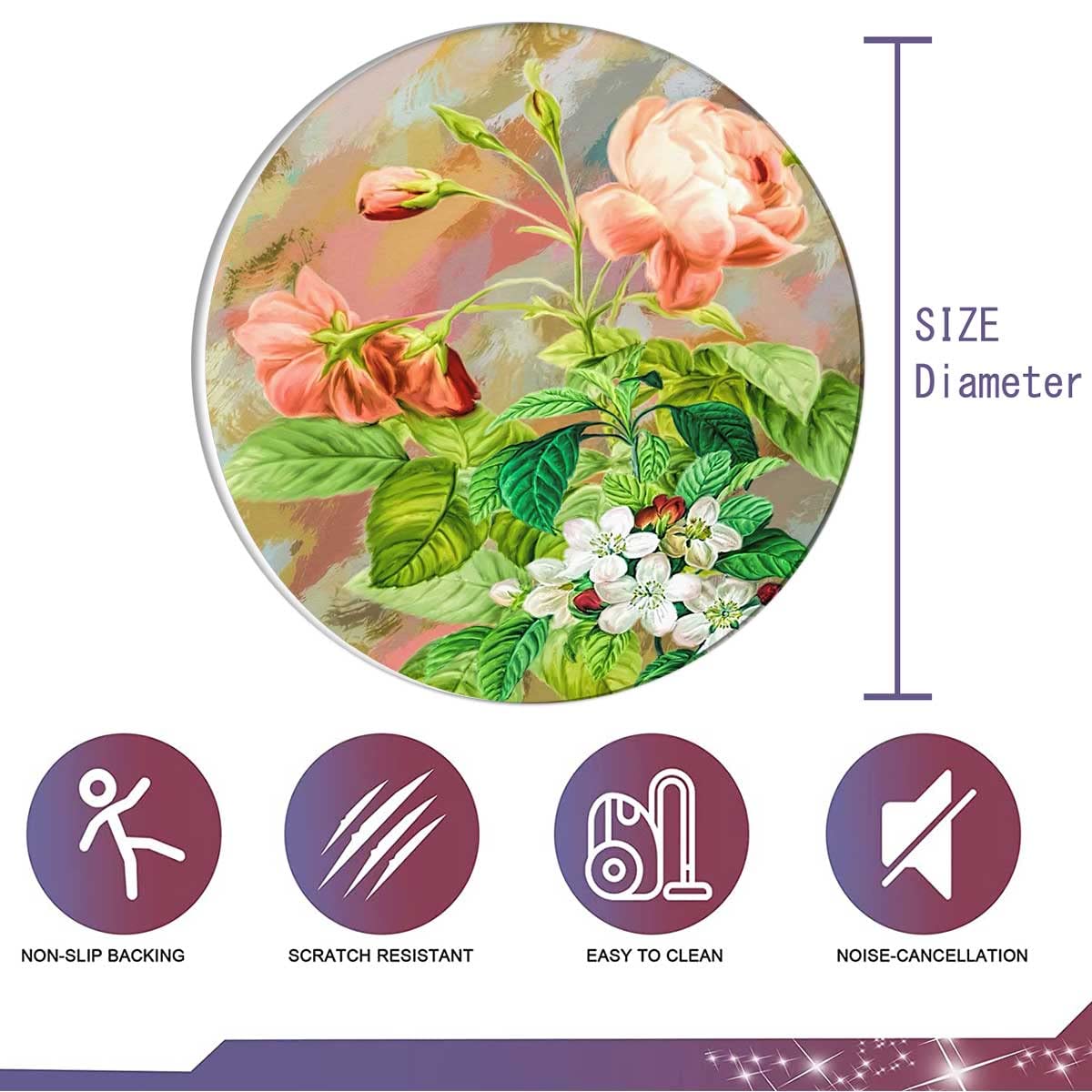 Flower Art Office Chair Mat for Carpet & Tile Floors - 37
