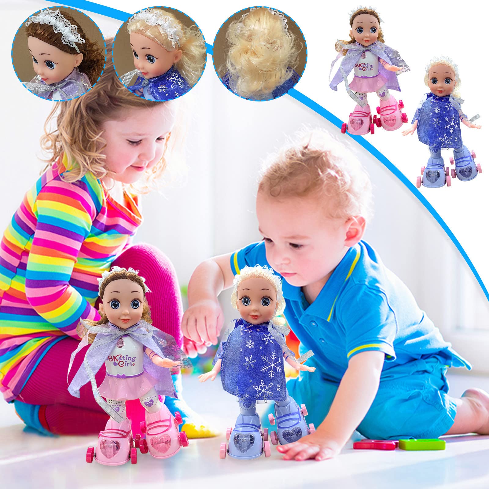 Skating Doll for Girls - Cute Musical LED Light Up Roller Skating Doll Toy | Perfect Christmas & Birthday Gift for Kids | Fun Playtime & Party Decoration