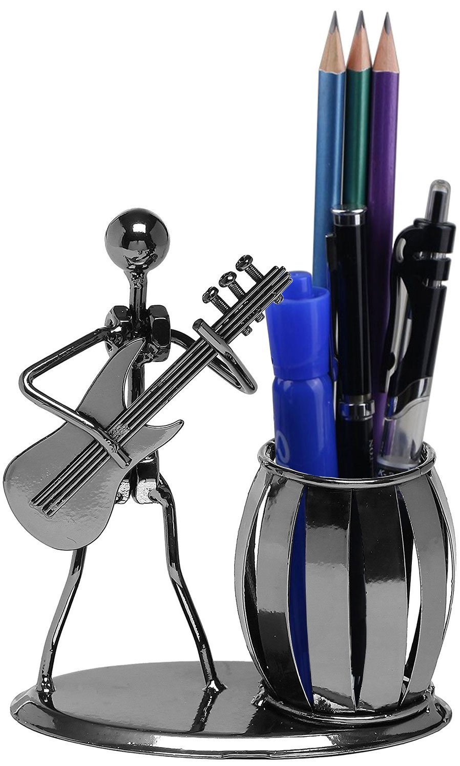 Creative Metal Guitar Pen Holder - Multipurpose Desktop Pencil Organizer for Office, School & Home | Perfect Gift for Students, Kids & Music Lovers | Great for Desk Organization & Stationery Storage