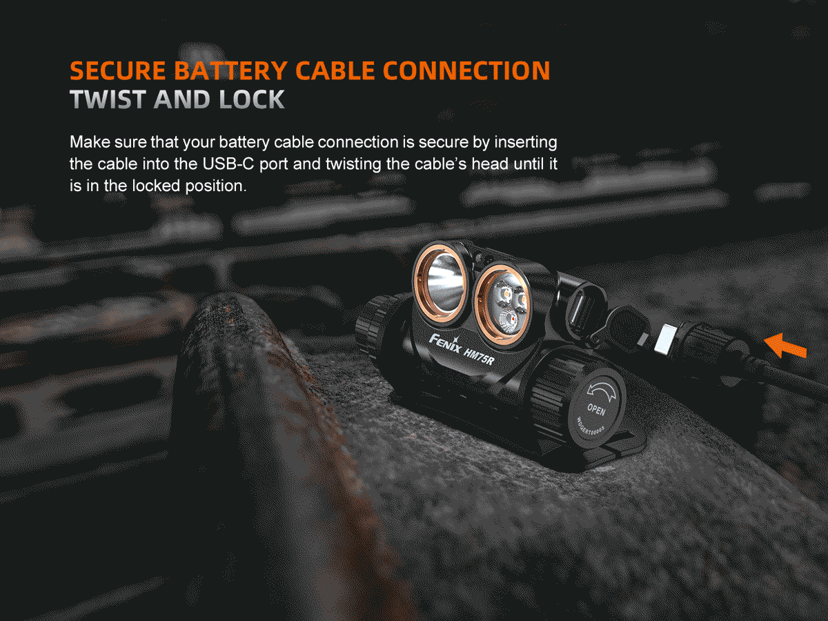 Fenix HM75R Rechargeable Headlamp - 1600 Lumens, USB-C Charging, Waterproof LED Headlight for Camping, Hiking, Running & Outdoor Adventures