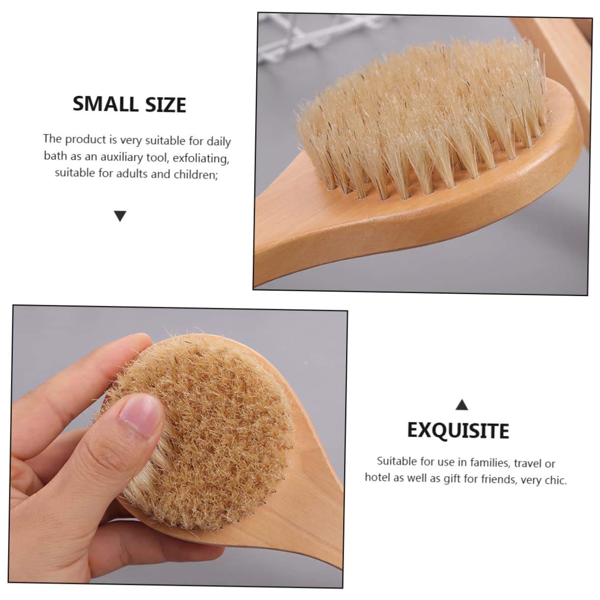FOMIYES Wooden Body Scrub Brush for Adults - Exfoliating Shower Brush with Massage Bristles, Easy-Hanging Bath Scrubber for Smooth Skin | Perfect for Spa, Home Use & Gift Ideas