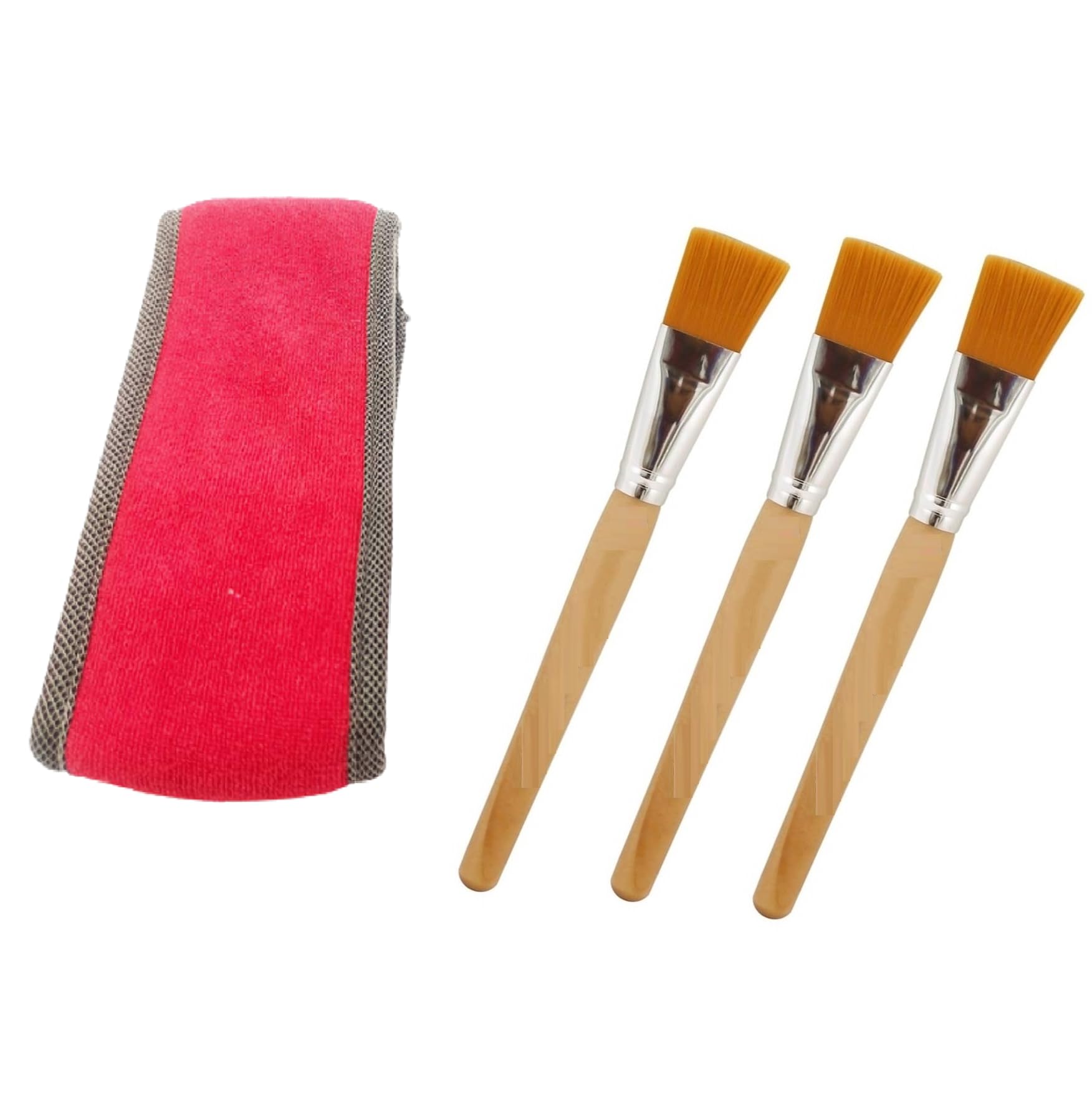ZAUKY 3PCS Professional Face Pack Brush Set with 1PC Hair Band for Facial Skincare - Multicolor Combo Pack - Perfect for DIY Spa, At-Home Facials, and Makeup Application