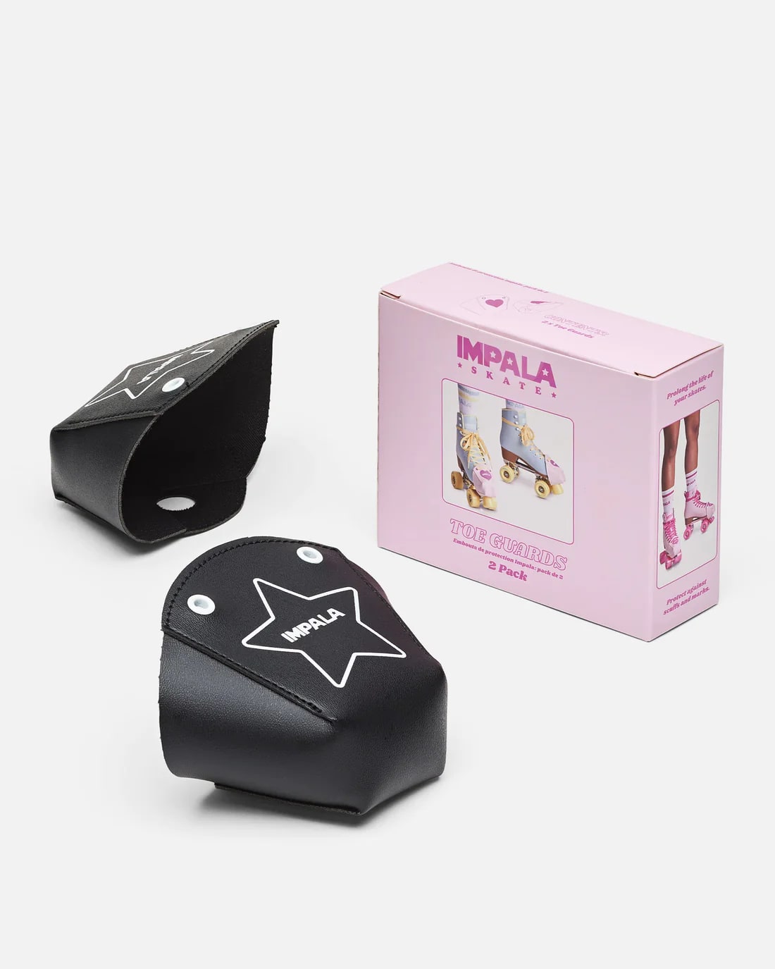 Impala Roller Skates Toe Guards - 2 Pack Black Protective Skate Covers for Women & Men - Perfect for Indoor & Outdoor Roller Skating, Rink, Derby & Street Use