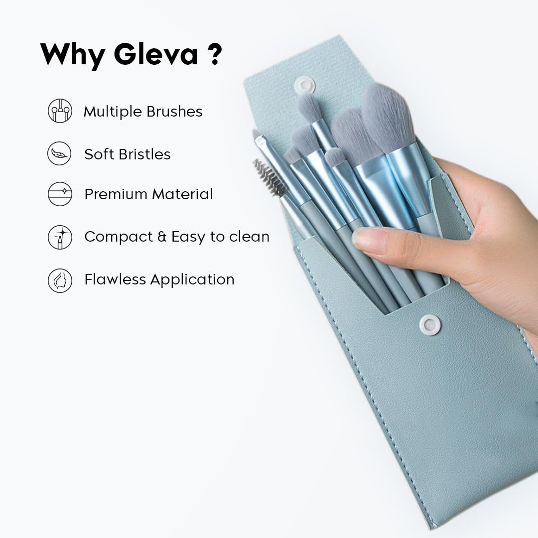 Premium 8-Piece Synthetic Kabuki Makeup Brush Set with Pouch - Foundation, Concealer, Eyeshadow, Blush, Powder, Highlighter, Contour & Eyeliner Blending Brushes (Grey) - Perfect for Professional Makeup Application & Travel Beauty Essentials