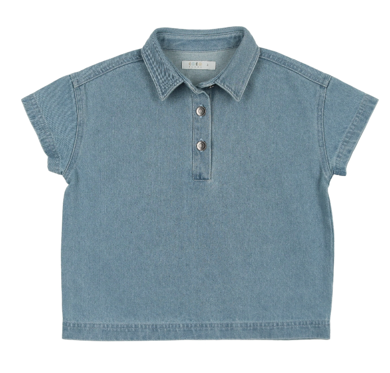 COCO BLANC Oversized Denim Shirt for Women - Trendy Loose Fit Distressed Blue Jean Shirt (Size 2-8Y) | Casual Outfit, Streetwear Fashion, Layering Essential
