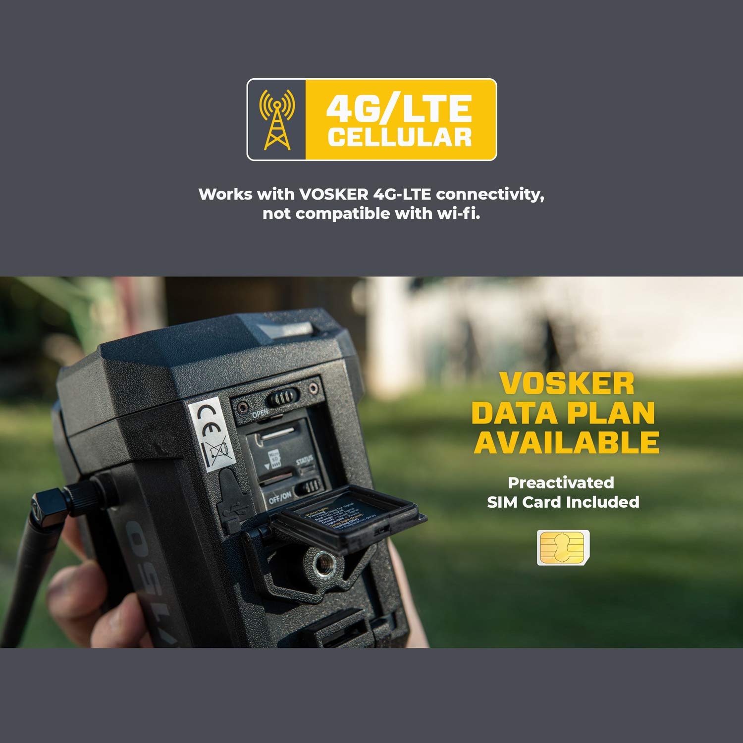 Vosker V150 Solar-Powered LTE Cellular Outdoor Security Camera with Motion Detection & Night Vision | Wireless Home Surveillance System | Get Instant Photo Alerts on Mobile App | Ideal for Backyard, Garage & Property Monitoring (V150-US-MSD32GB)