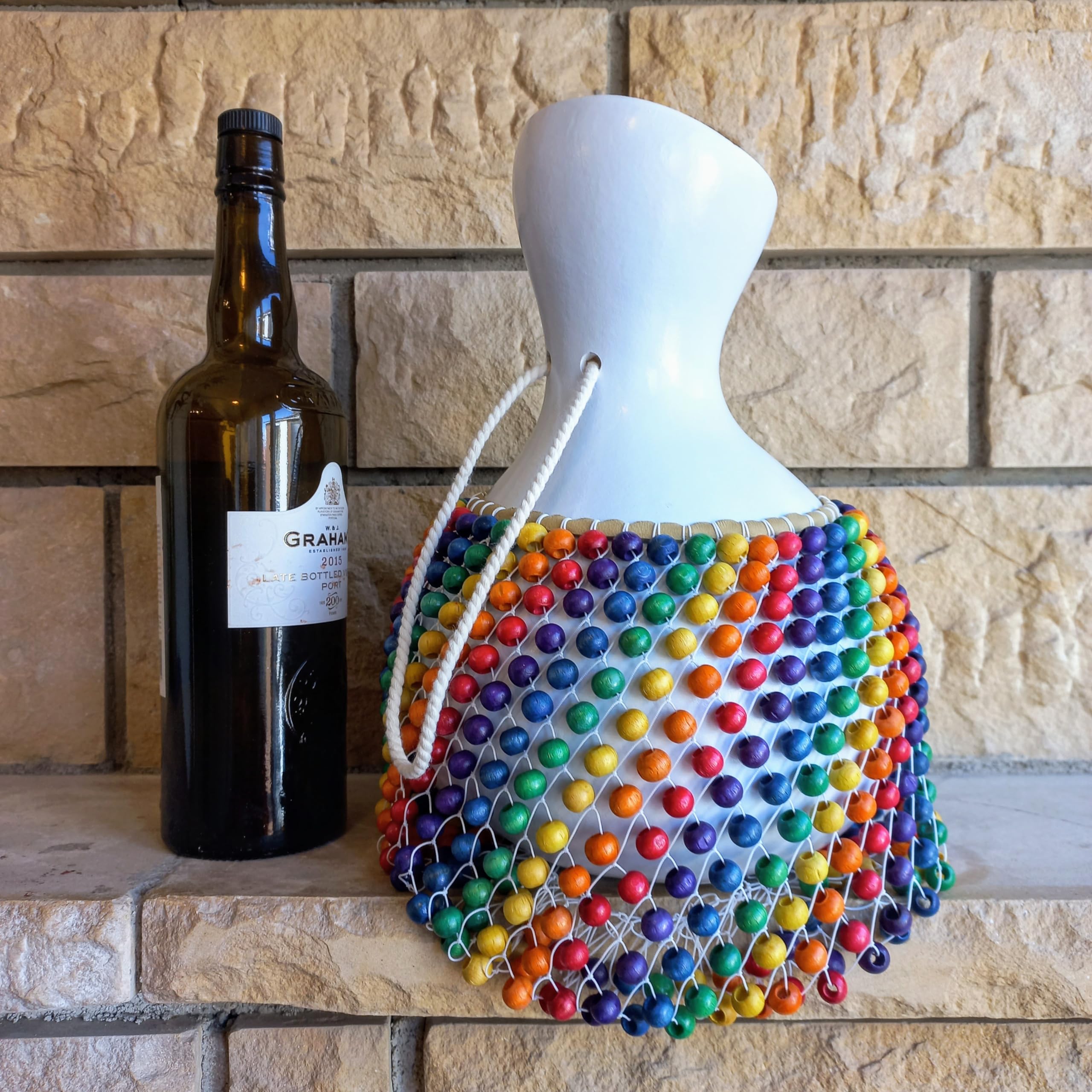 Vibrant Rainbow Beaded Gourd Shekere - Authentic African Percussion Instrument for Drumming & Music Performances | Perfect Musician Gift for Performers & Music Lovers | Great for Live Shows, Studio Recording & Cultural Events