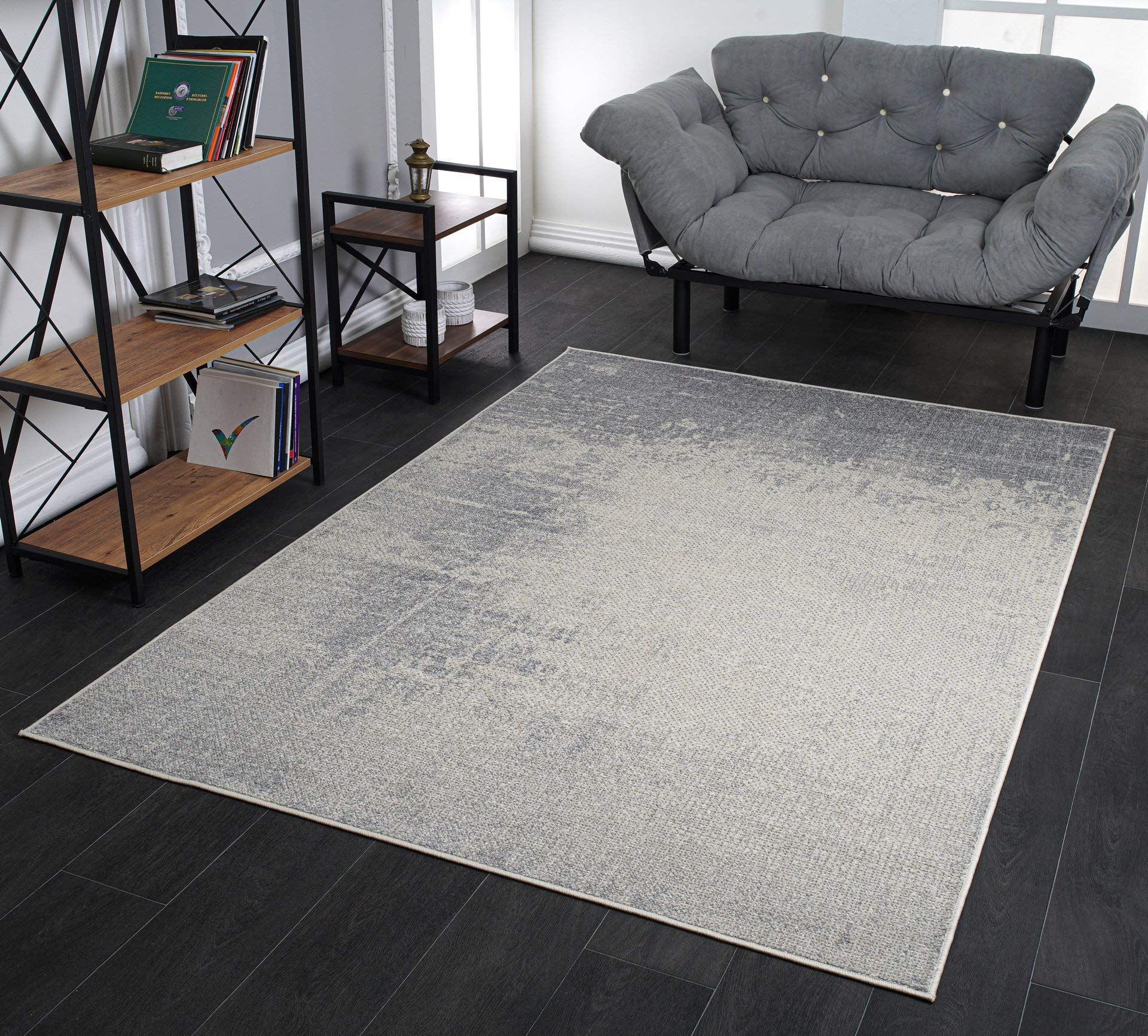 Dole Grey Rustic Modern Contemporary Area Rug - Soft Non-Slip Living Room Bedroom Rug - Perfect for Home Decor, Office & Dorm Room