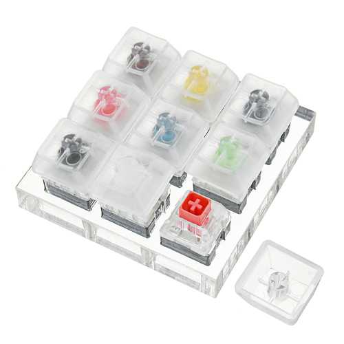Kailh BOX Switch Tester - 9 Key Mechanical Keyboard Switch Sampler with Acrylic Base & Clear Keycaps for Gaming, Typing & DIY Keyboard Builds