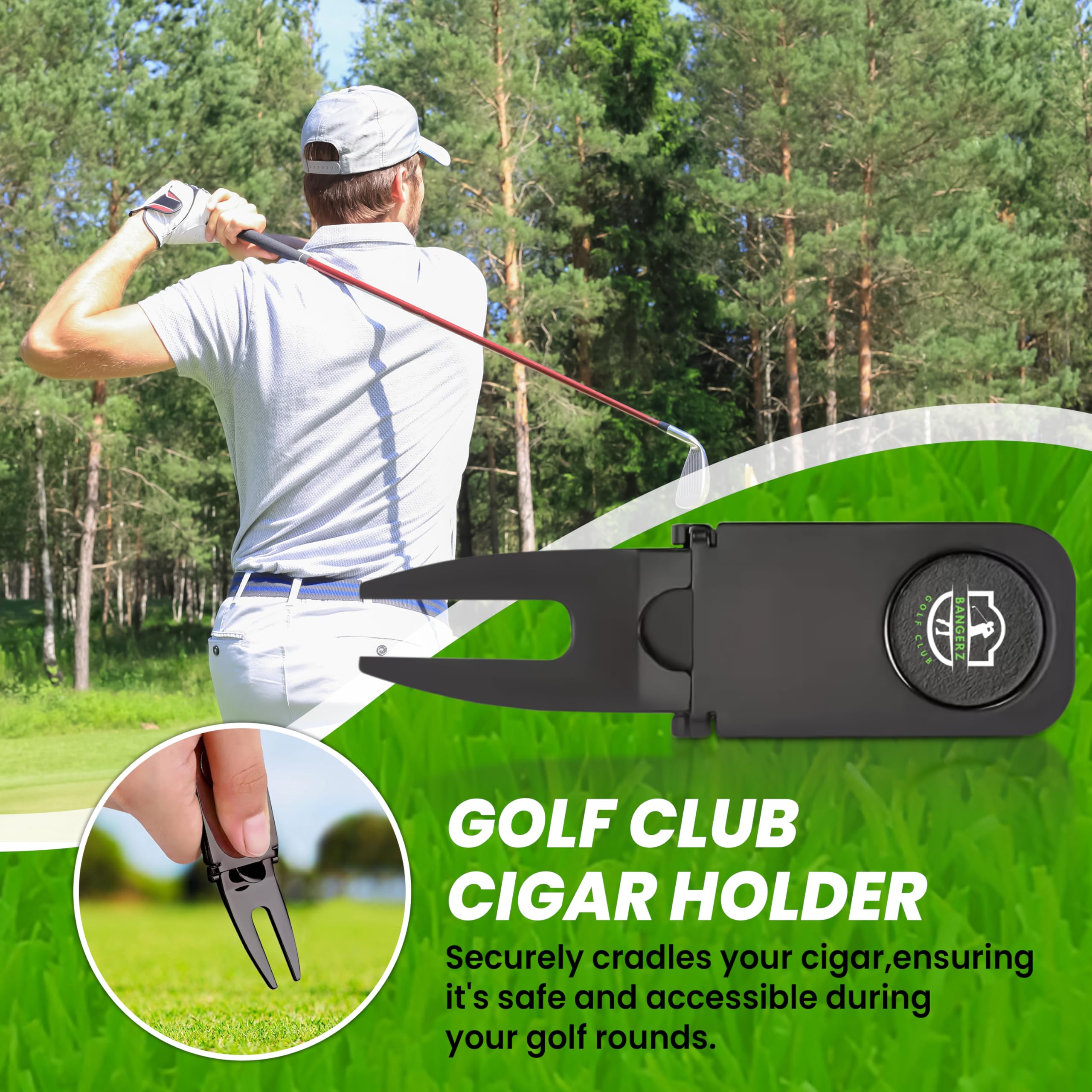 Premium Golf Divot Repair Tool with Magnetic Ball Marker & Cigar Holder - Compact & Durable Golf Accessories for Men & Women - Perfect for Greens, Tournaments & Casual Play