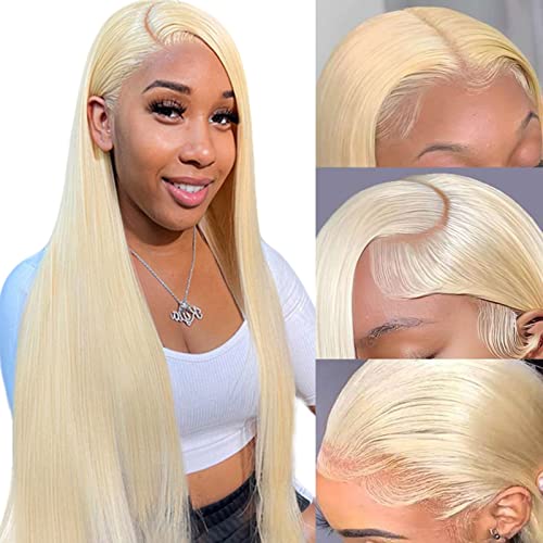 SIYUSI 613 Blonde Human Hair Lace Front Wig - Pre Plucked with Baby Hair, 13x4 HD Lace, 180% Density, 26inch Transparent Straight Wig for Women | Perfect for Daily Wear, Cosplay, and Special Occasions