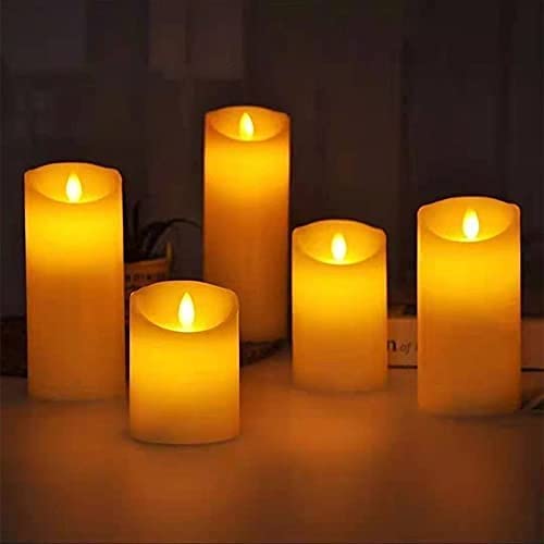 JSY 5-Pack Flameless LED Candles with Realistic Swing Wick - Battery Operated Electronic Candles for Halloween, Weddings, Proposals & Home Decor (Glossy Finish) - Perfect for Romantic Dinners, Party Centerpieces & Holiday Decorations