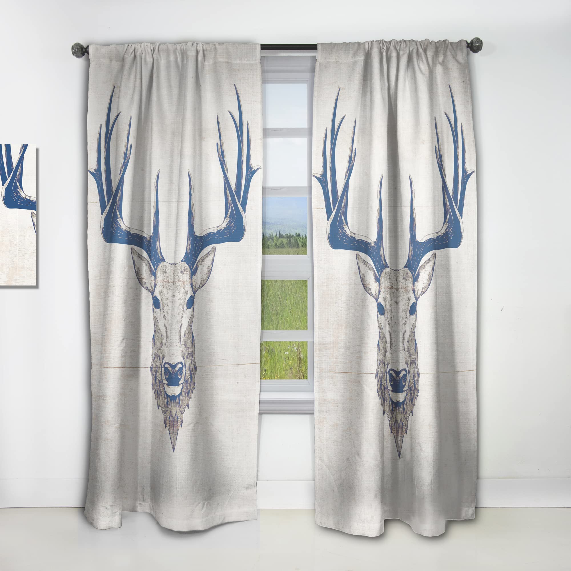 DesignQ Thermal Insulated Blackout Curtains - Deer Wild & Beautiful XI Pattern - 52x63 Inch Single Panel for Bedroom & Living Room - Energy Saving, Noise Reducing Window Drapes for Home Decor