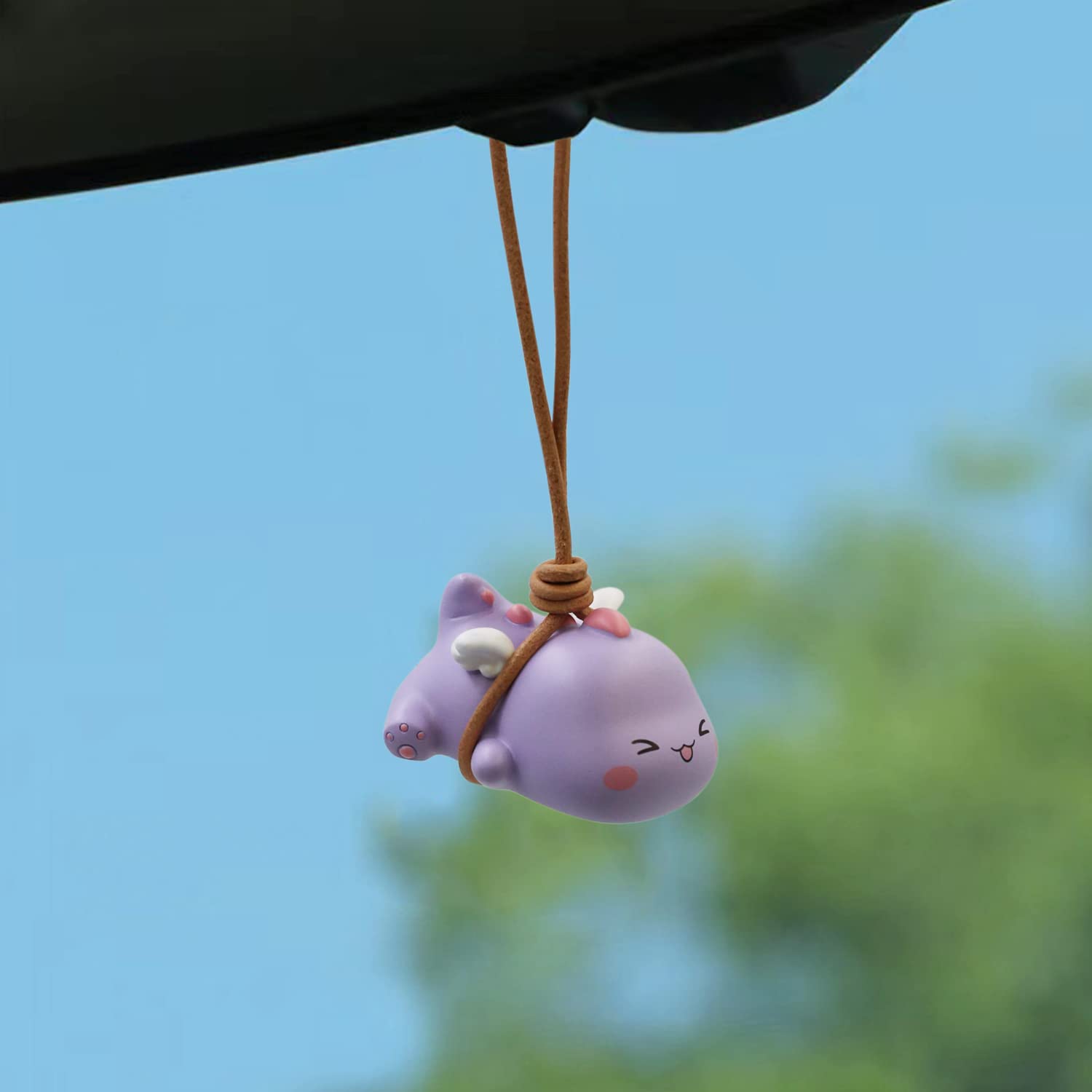 Swinging Dinosaur Car Hanging Ornament - Cute Purple Dinosaur Pendant for Rear View Mirror, Fun Car Decor Accessories, Perfect for Kids' Rooms and Party Decorations