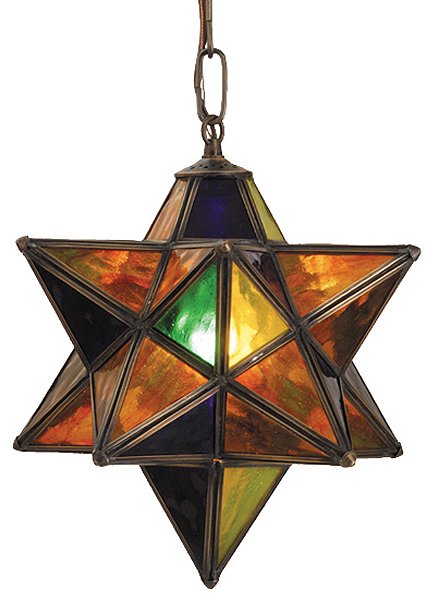 12W Multi-Colored Moravian Star Pendant Light - Vintage Bohemian Decor for Living Room, Bedroom & Dining Room