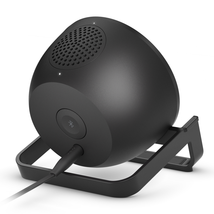 Belkin Qi 10W Wireless Charging Stand with Bluetooth Speaker - Fast Charging Pad for iPhone, Samsung & AirPods - Perfect for Home, Office & Nightstand Use