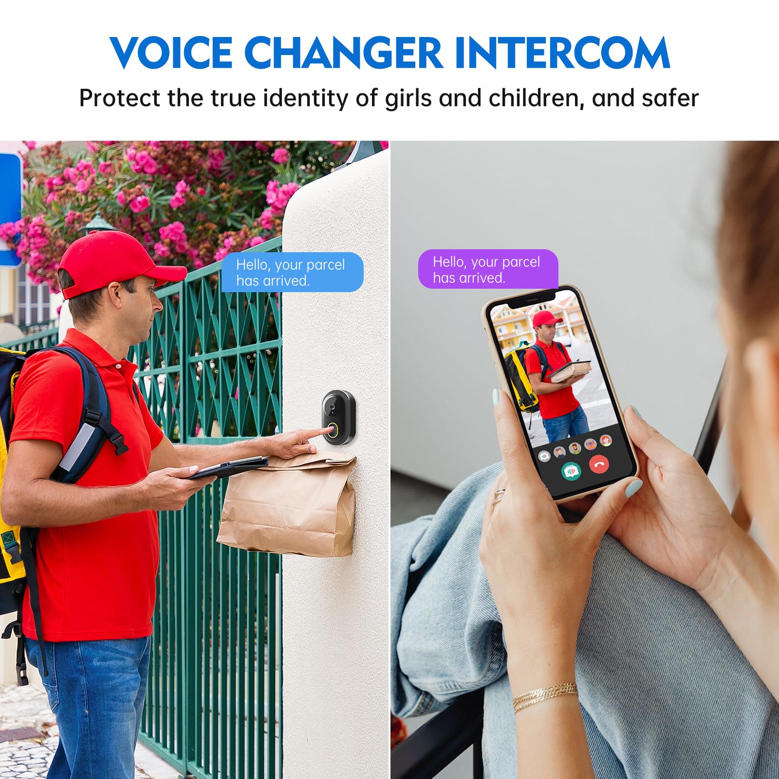 Wireless Video Doorbell Camera - 1080P HD, 2.4G WiFi, IP65 Waterproof, 4-Level Volume, Voice Changer, Night Vision, Customizable Chimes (Black) - Perfect for Home Security & Smart Door Monitoring