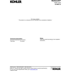 KOHLER Wellworth 1.28 GPF Toilet Tank with Insulation - Water Efficient & Quiet Flushing for Modern Bathrooms