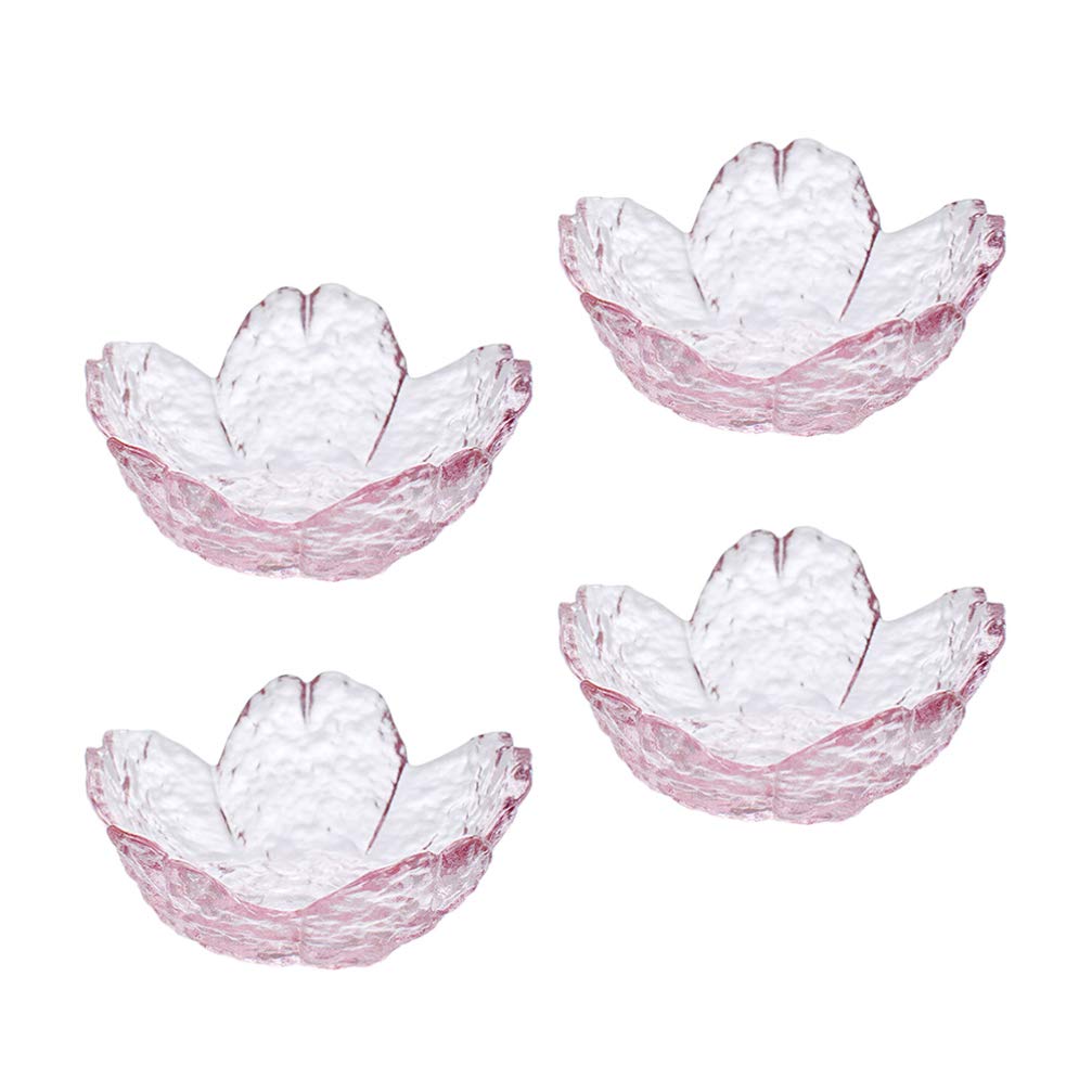 Japanese Sakura Salad Plates - 4pcs Porcelain Sushi Bowls for Dipping & Appetizers