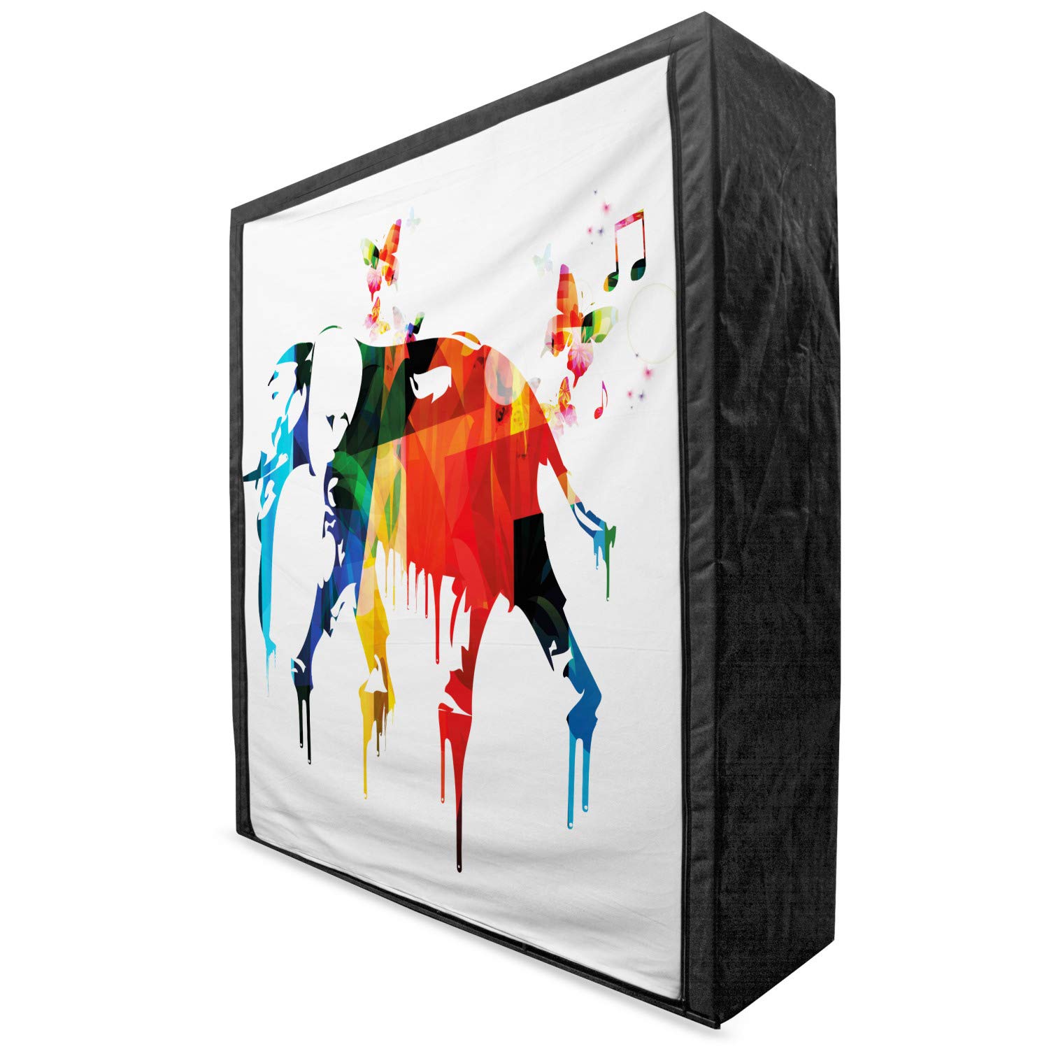 Ambesonne Abstract Portable Fabric Wardrobe with Savannah Wildlife Animal & Butterfly Geometric Print - 59