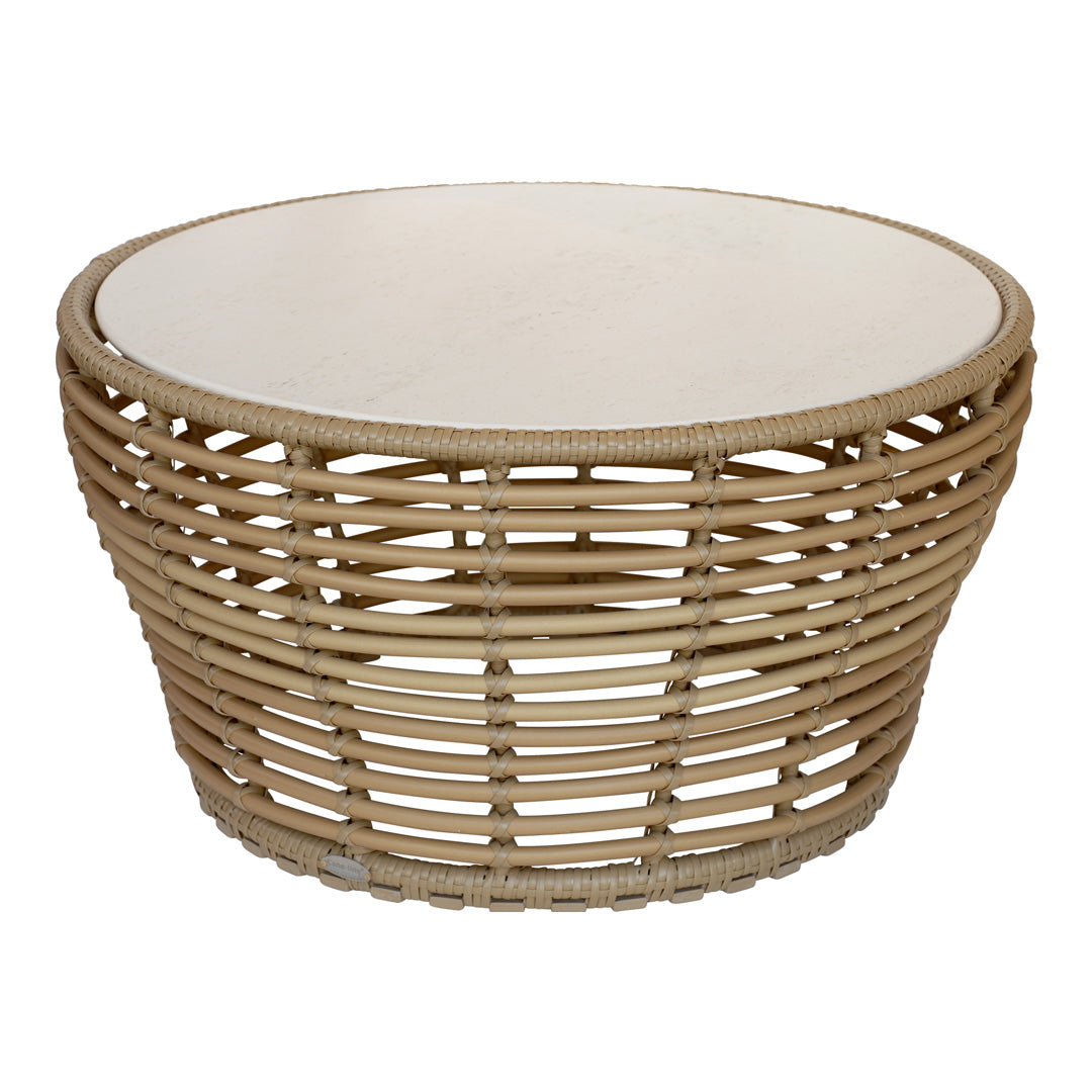 Outdoor Wicker Coffee Table - Medium Size, Weather-Resistant Rattan Basket for Patio, Garden, and Poolside Relaxation