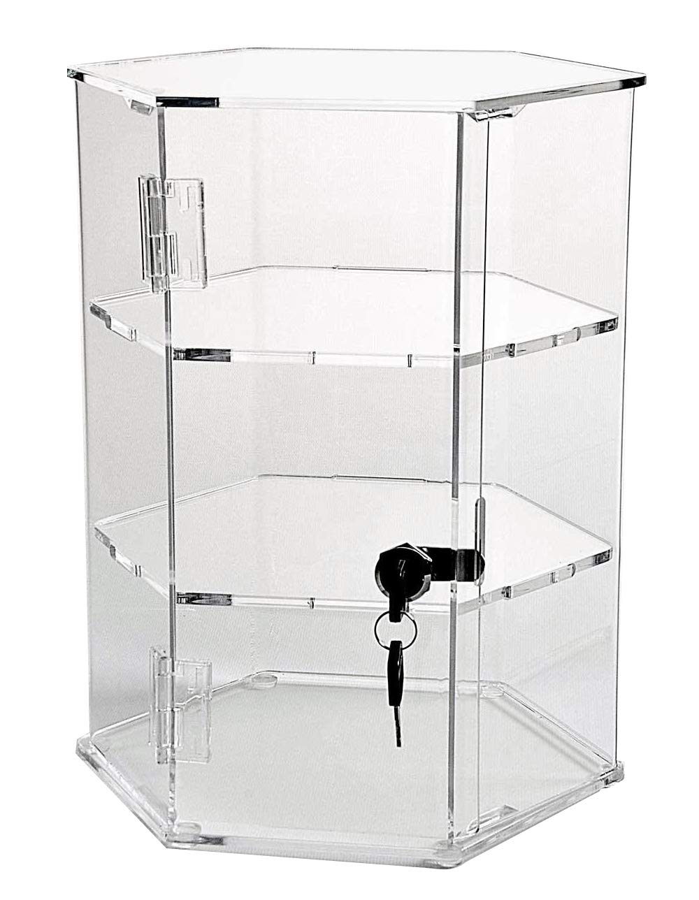 Hexagonal Acrylic Display Case with Lock - 12