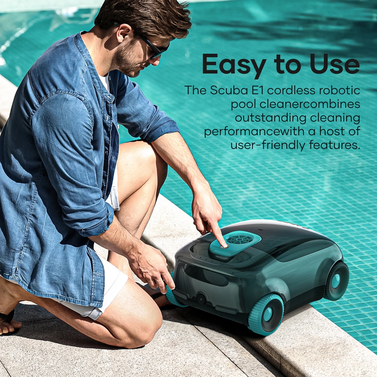Aiper SCUBA E1 Cordless Robotic Pool Cleaner - Automatic Swimming Pool Vacuum for Inground & Above Ground Pools - Ideal for Home, Vacation Houses & Commercial Use