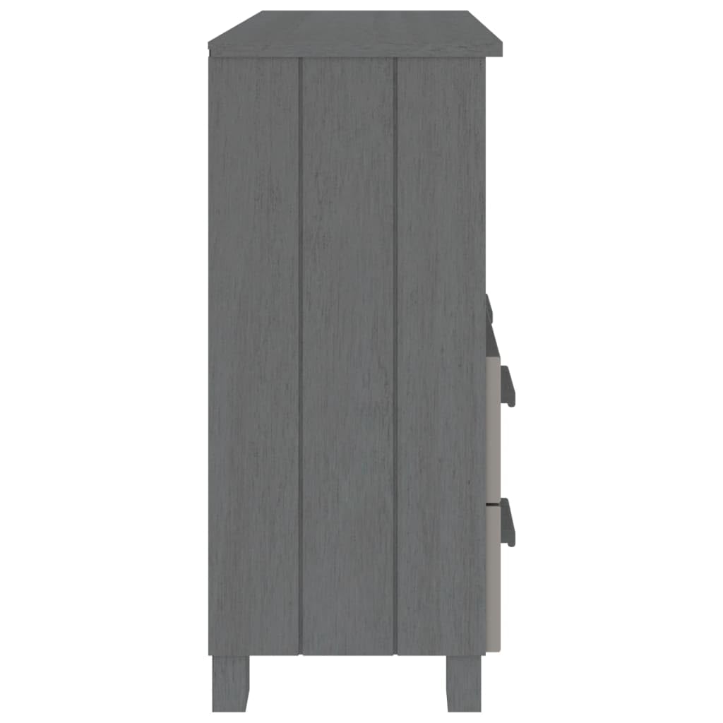 vidaXL HAMAR Solid Wood Sideboard in Dark Gray - Spacious Storage Cabinet with 1 Open Compartment & 2 Drawers - Perfect for Living Room, Dining Room, or Entryway Storage & Display