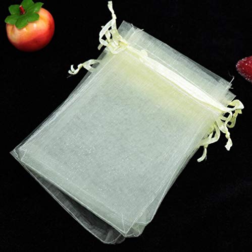 100 Pcs 23 Colors Jewelry Organza Bags - 20x30cm, 25x35cm, 30x40cm, 35x50cm Sizes - Wedding Gift Bags, Jewelry Packaging & Display Pouches (Beige 25x35cm) - Perfect for Bridal Party Favors, Jewelry Storage & Retail Displays