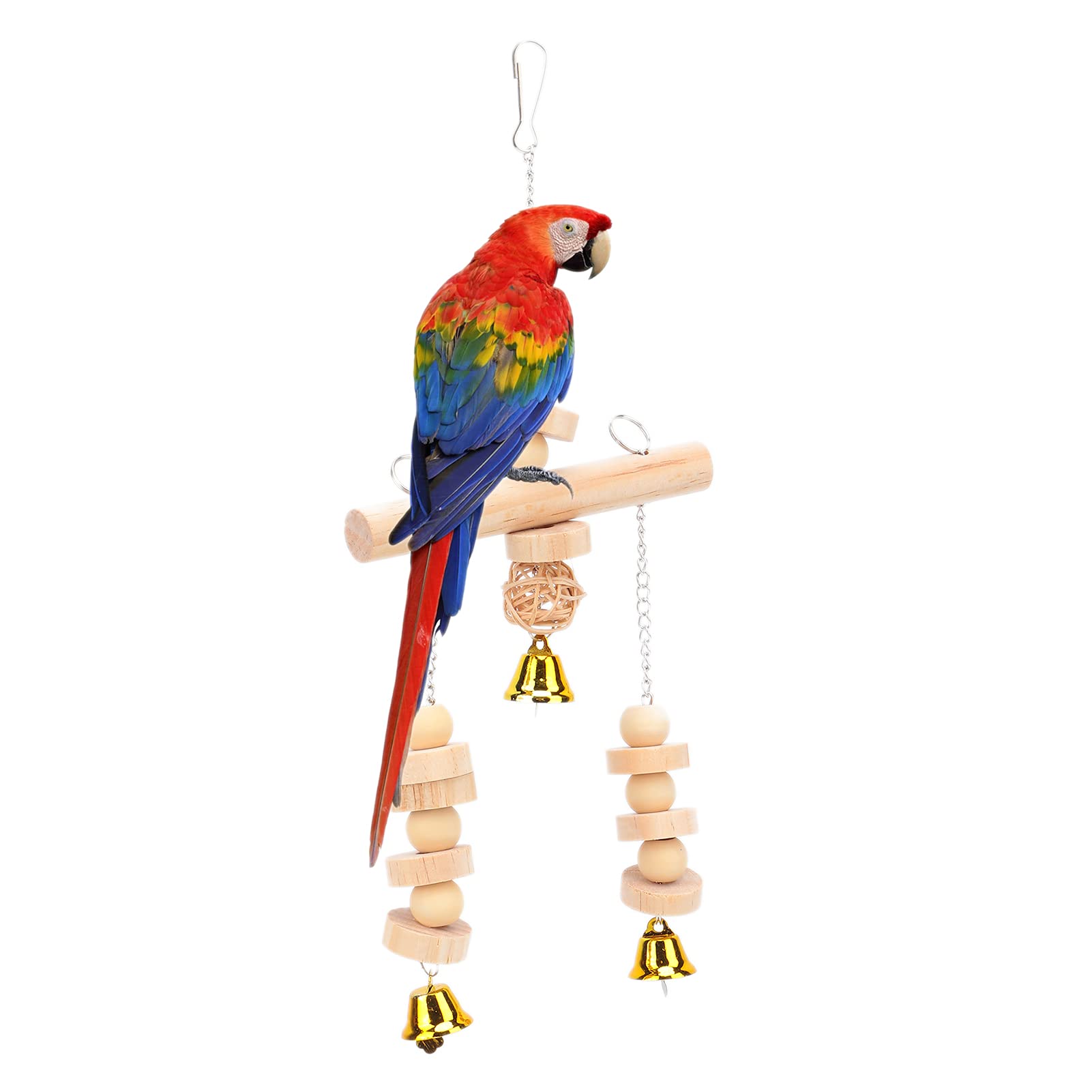 01 02 015 Swing Bells Chew Toy for Parrots - Funny Bird Chewing Toy with Fixed Hook - Durable Pet Toy for Cockatiels, Lovebirds & Small Birds - Perfect for Cage Decoration & Playtime Entertainment