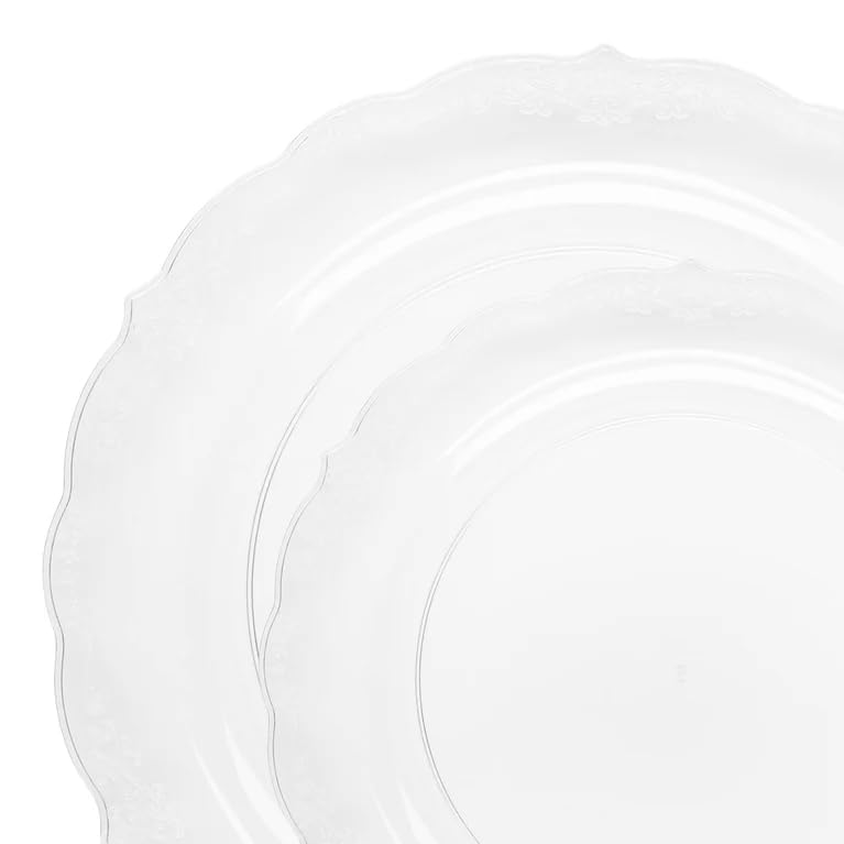 Elegant Disposable Plastic Plates Set for Party - 120-Piece Clear Dinnerware Combo for Guests | Perfect for Birthday, Wedding, BBQ & Outdoor Events