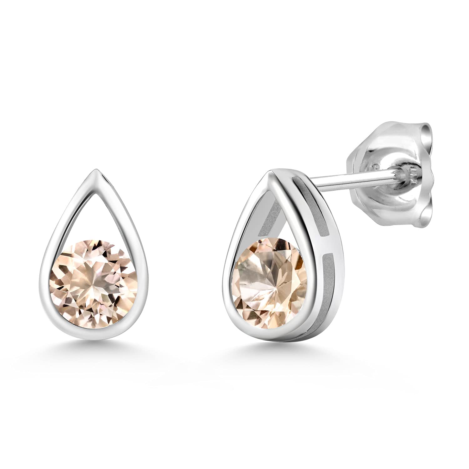 Gem Stone King Teardrop Stud Earrings for Women & Men - 925 Sterling Silver, 5mm Round Gemstone Birthstone Jewelry | Perfect Gift for Her, Mom, Wife | Elegant Everyday Wear & Special Occasion Jewelry