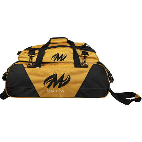 Motiv Ballistix Triple Tote Gold Shoe Bag Bundle - Premium Bowling Shoe Storage for Men & Women - Perfect for Bowling Alley, Gym, Travel & Sports Equipment Organization