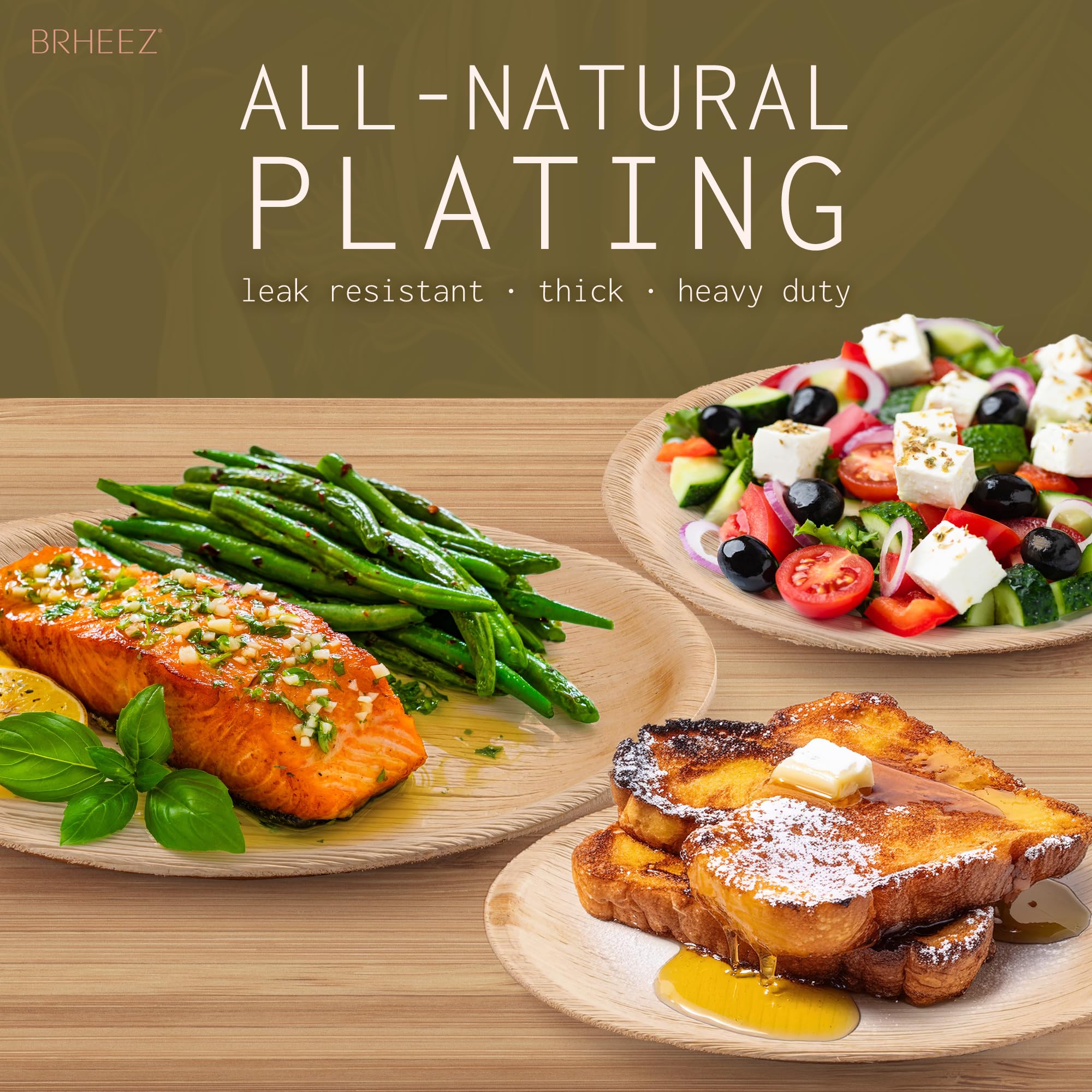 Eco-Friendly 12 Inch Palm Leaf Plates 100 Count - Biodegradable & Compostable Disposable Dinnerware for Parties, Weddings, BBQs - Heavy Duty Bamboo Look Plates More Sustainable Than Paper Plates