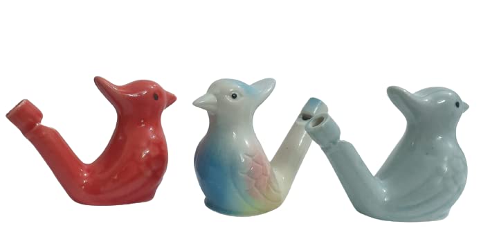 Natural Bird Sound Water Whistle - Clay Bird Whistle Toy (Pack of 3), Pour Water & Blow for Realistic Bird Calls | Perfect Gift for Kids, Bird Lovers & Outdoor Enthusiasts | Great for Camping, Hiking & Nature Exploration
