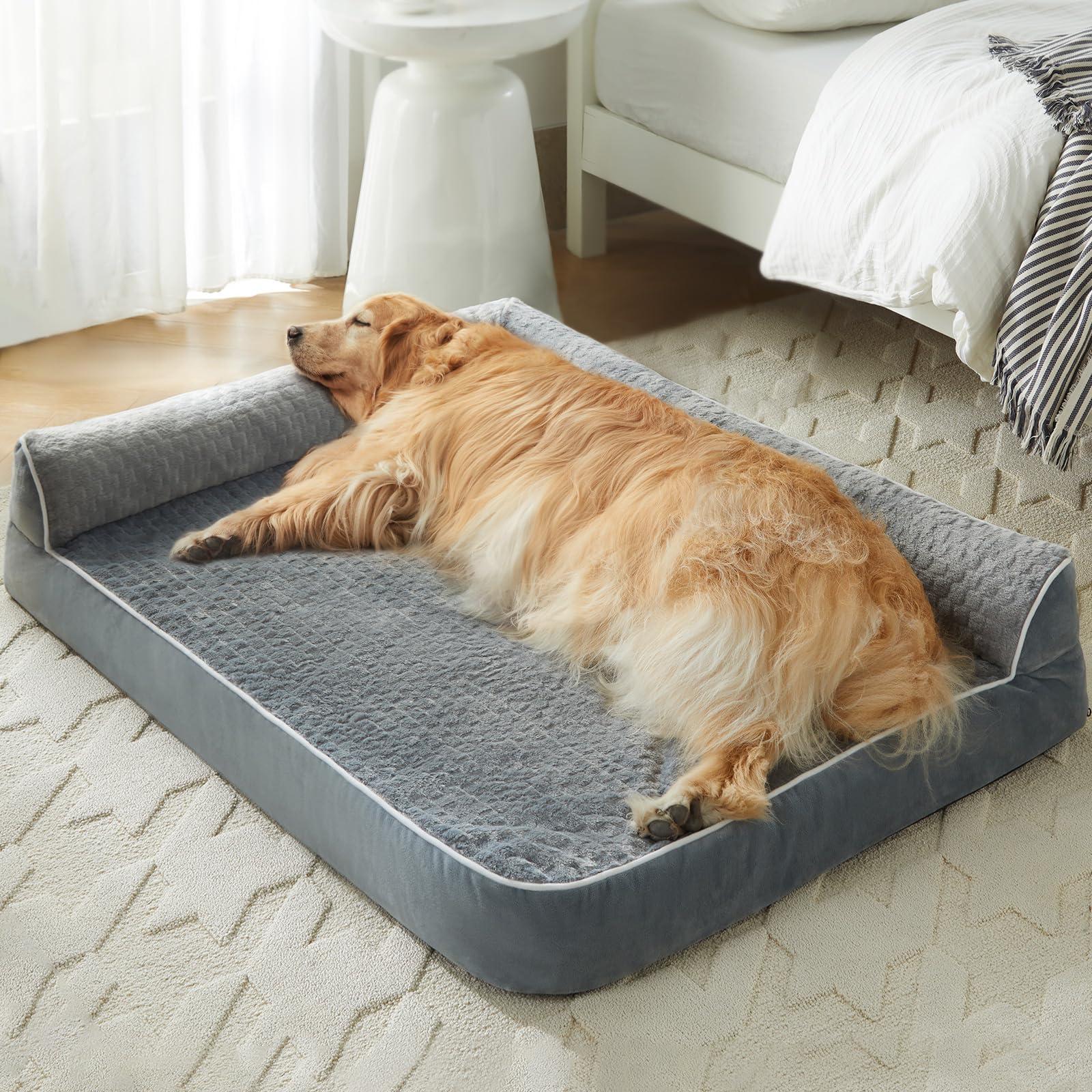 Orthopedic Dog Beds for Large Dogs - Waterproof Sofa Pet Bed with Removable Washable Cover, Non-Slip Bottom & Supportive Foam - Perfect for Arthritis, Joint Pain & Senior Dogs - Ideal for Living Room, Bedroom or Crate Use