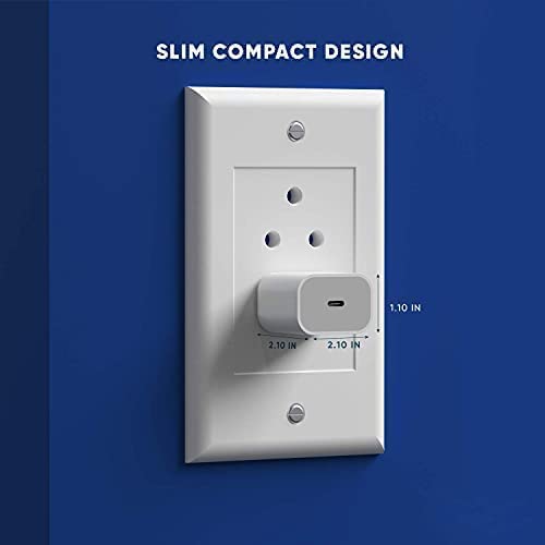20W USB-C Fast Charger with Lightning Cable - PD Compatible for iPhone 12/11/XS/XR/X/8/Plus, iPad Pro/Air/Mini - White | Fast Charging for Home, Office & Travel