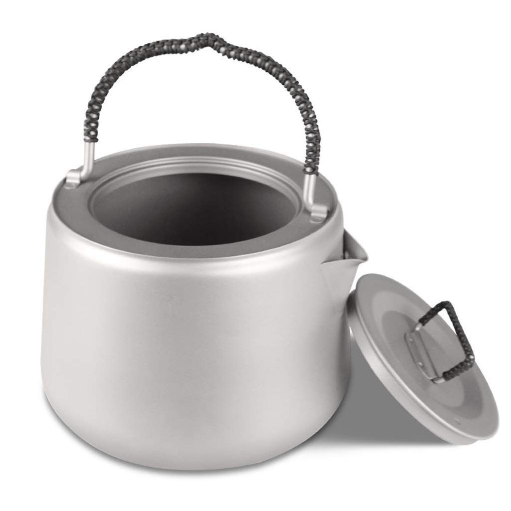 Premium Titanium Kung Fu Tea Set - 1400ml Ultralight Portable Tea Pot for Loose Leaf Tea | Camping, Backpacking, Picnic, Fishing & Outdoor Adventures | Durable Silver Tea Kettle (15.5x11cm) for Coffee & Tea Lovers - Perfect for Travel, Hiking & Home Use