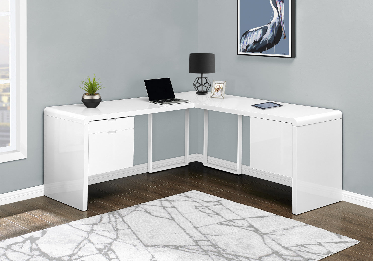 Mysa Desk - Modern White Writing Desk for Home Office, Study & Workspace | Sleek Design & Durable Construction | Perfect for Remote Work, Online Classes & Small Spaces