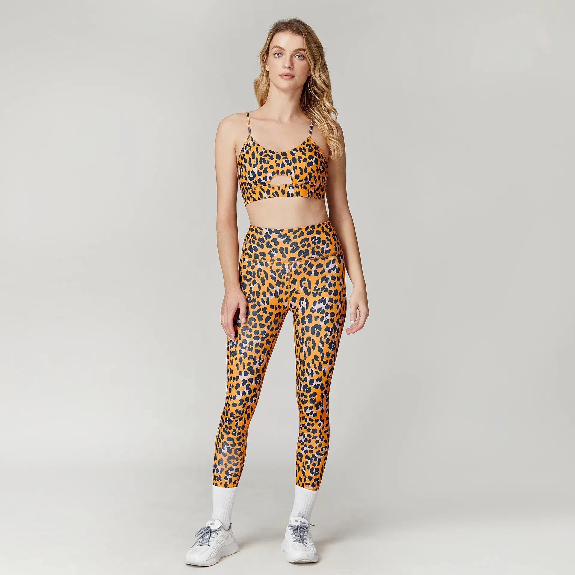 Leopard Print Yoga Set for Women - Quick Dry Fitness Tracksuit with Matching Pants | Gym Workout Outfit for Yoga, Running & Activewear