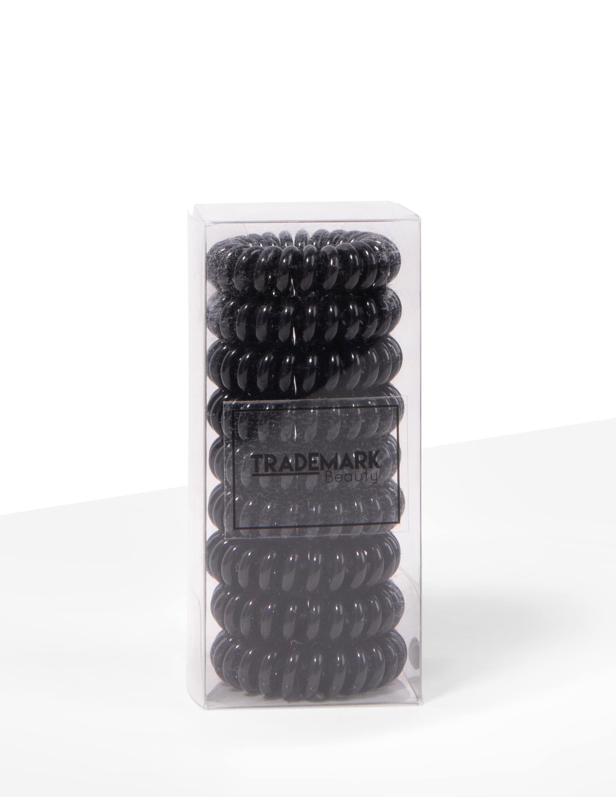 Spiral Hair Ties No Crease No Damage - Black Coil Hair Ties for Women & Girls (9 Count) - Perfect for Workouts, Yoga, and Everyday Hairstyling