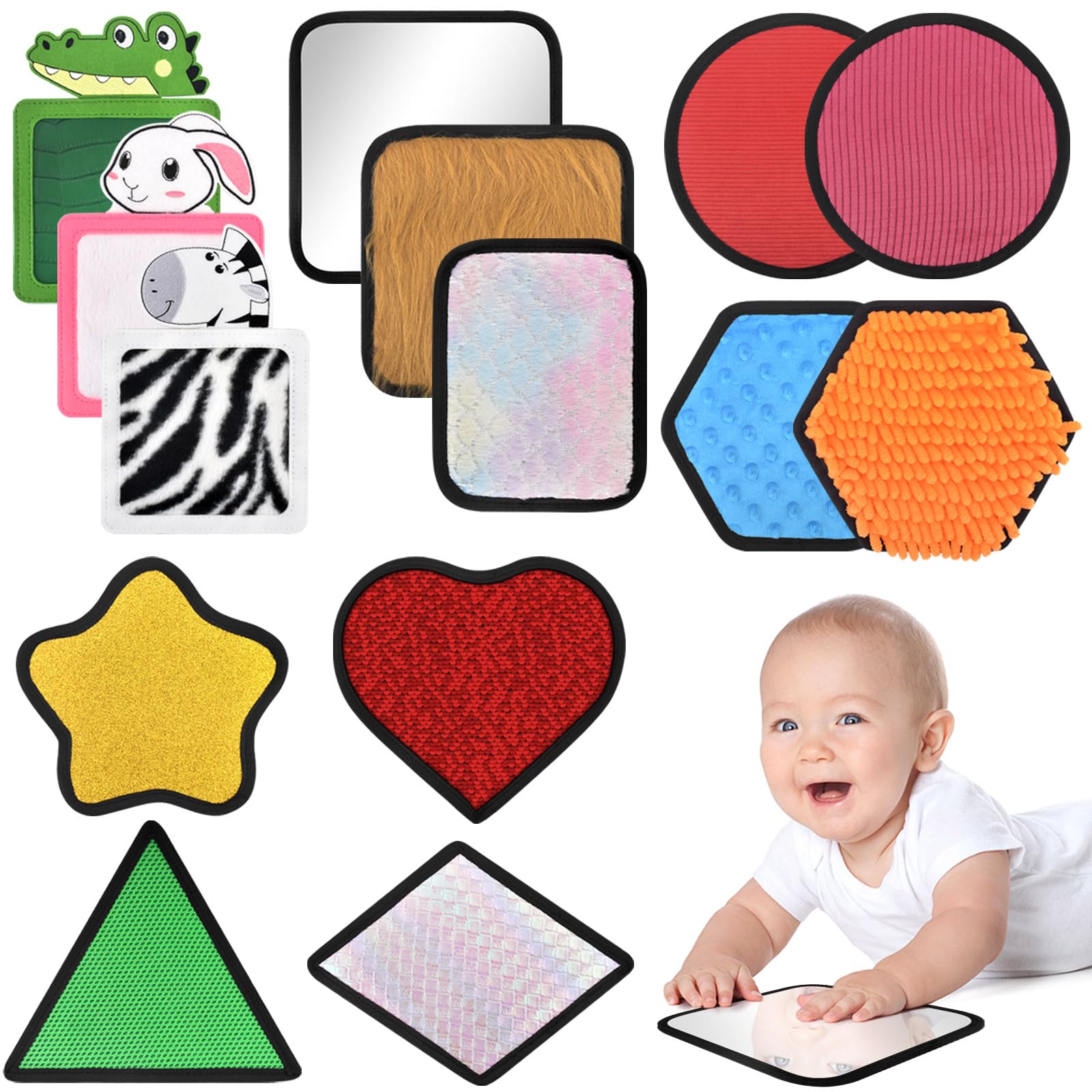 ERKOON 14-Piece Sensory Play Mat Set for Kids - Textured Sensory Tiles for Autism, Toddlers & Babies - Multi-Sensory Exploration Toys (7.6-9 Inch) - Perfect for Sensory Rooms, Play Therapy & Early Childhood Development