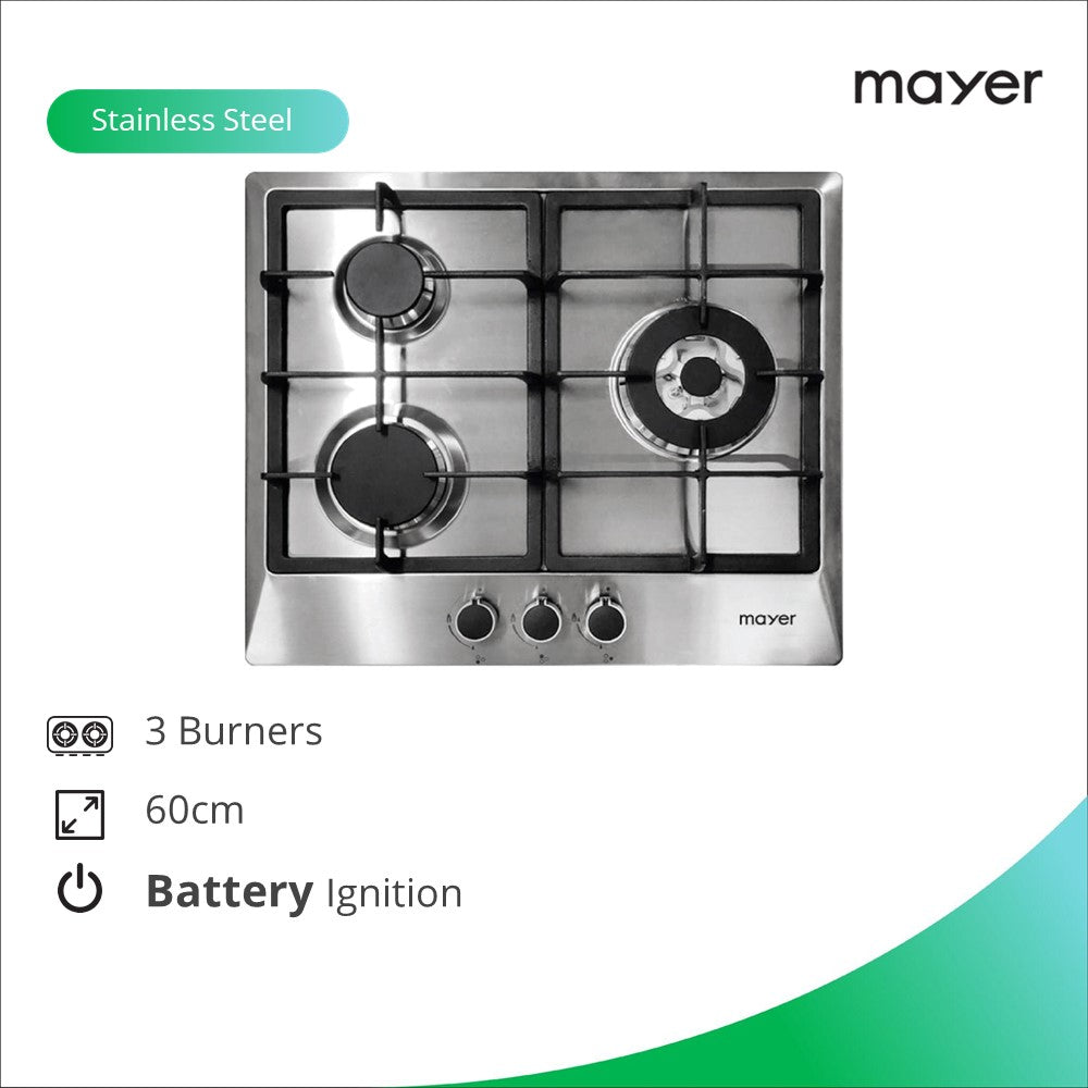MMSS633HI 4 Burner Gas Stove - High Efficiency Stainless Steel Gas Hob for Home Kitchen Cooking | Perfect for Grilling, Frying & Boiling