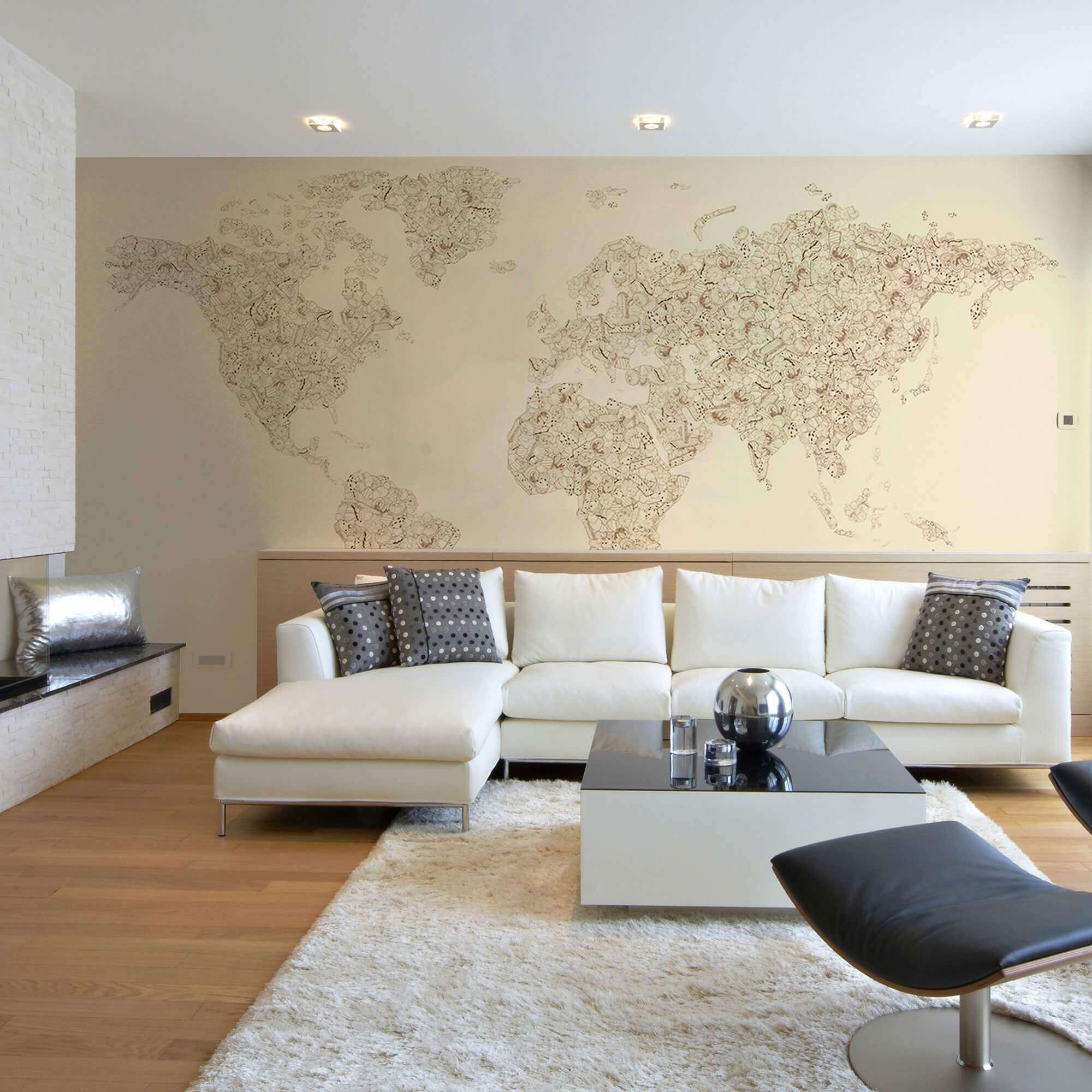 Brown Peel and Stick Removable World Map Wallpaper Mural - 1374 - Perfect for Kids Room, Nursery, Classroom or Office Decor