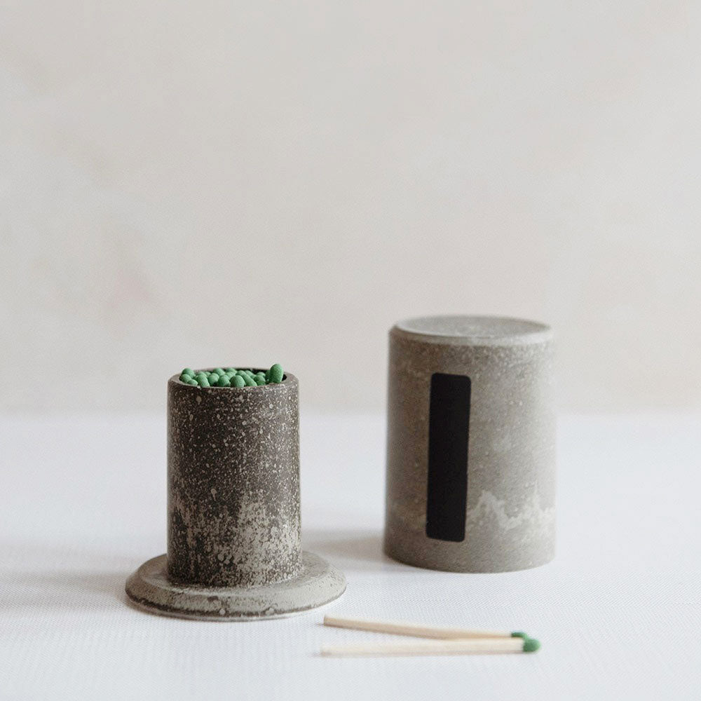 Stylish Cement Matchstick Holder - Durable & Modern Matchstick Dispenser for Fireplaces, Candles & Outdoor Use - Perfect for Home Decor & Camping