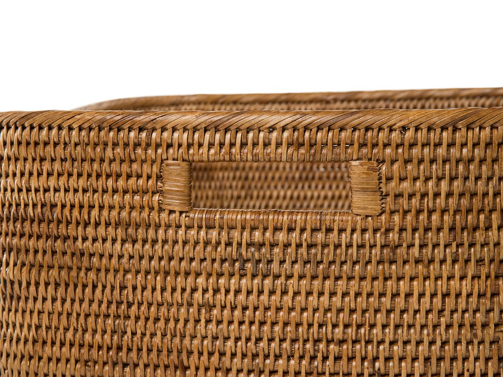 KOUBOO Large Woven Rattan Storage Basket with Handles - Honey Brown Toy Organizer, Closet & Bathroom Storage Basket for Shelves - Decorative Home Organization for Bedroom, Nursery, and Living Room