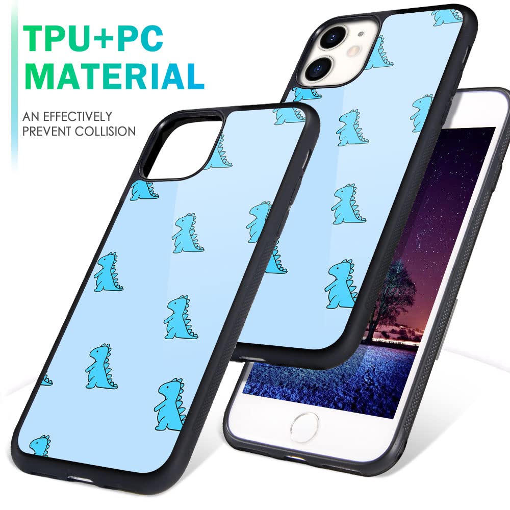 MAYCARI iPhone 11 Pro Case - Blue Dinosaur Cute Pattern Design, Hard Back with Soft TPU Bumper Shockproof Protective Cover for Women Girls | Perfect for School, Work & Daily Use