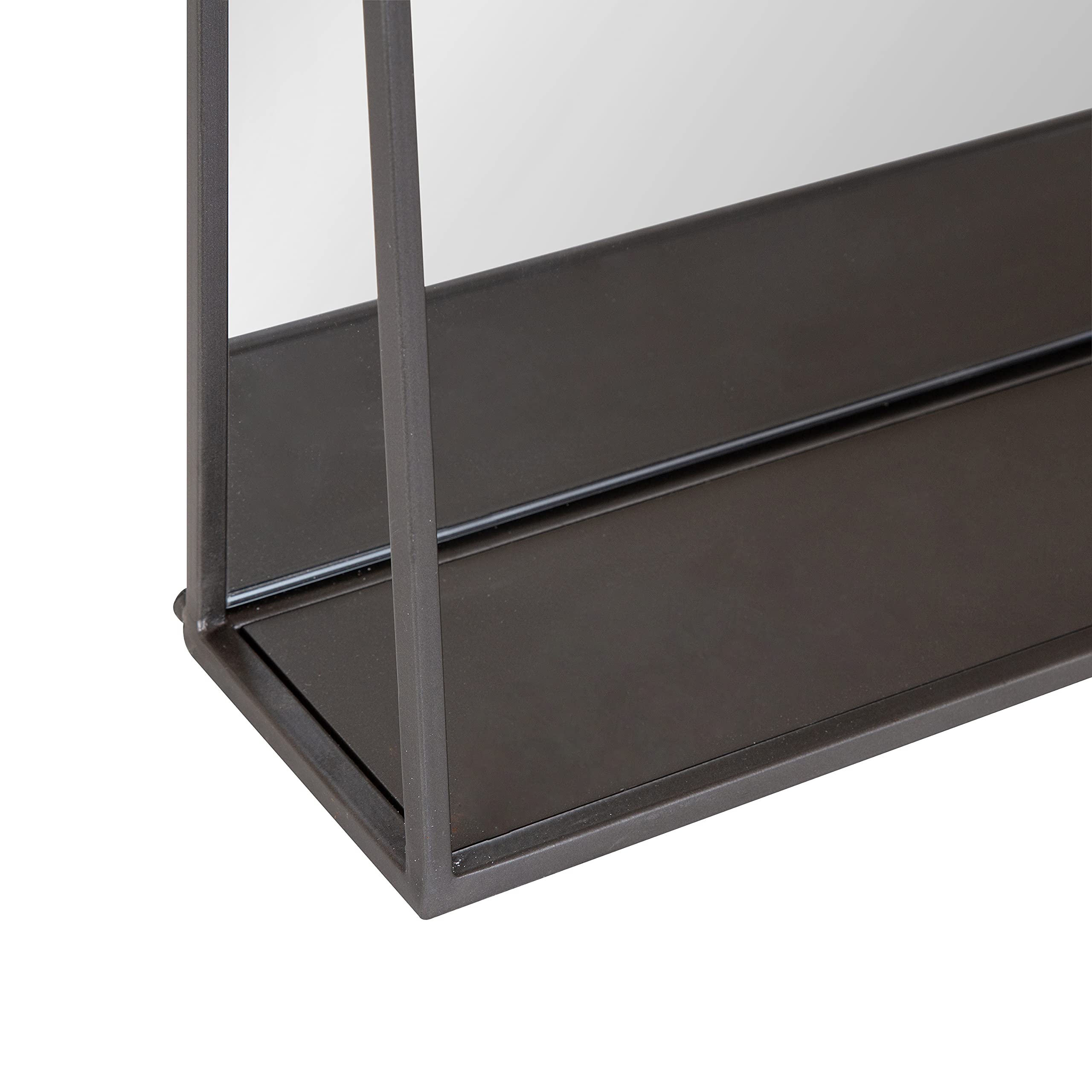 Kate and Laurel Lintz Modern Wall Mirror with Shelf - 18x24 Inches Charcoal Frame - Decorative Transitional Mirror with Storage | Perfect for Entryway, Living Room & Bedroom Decor