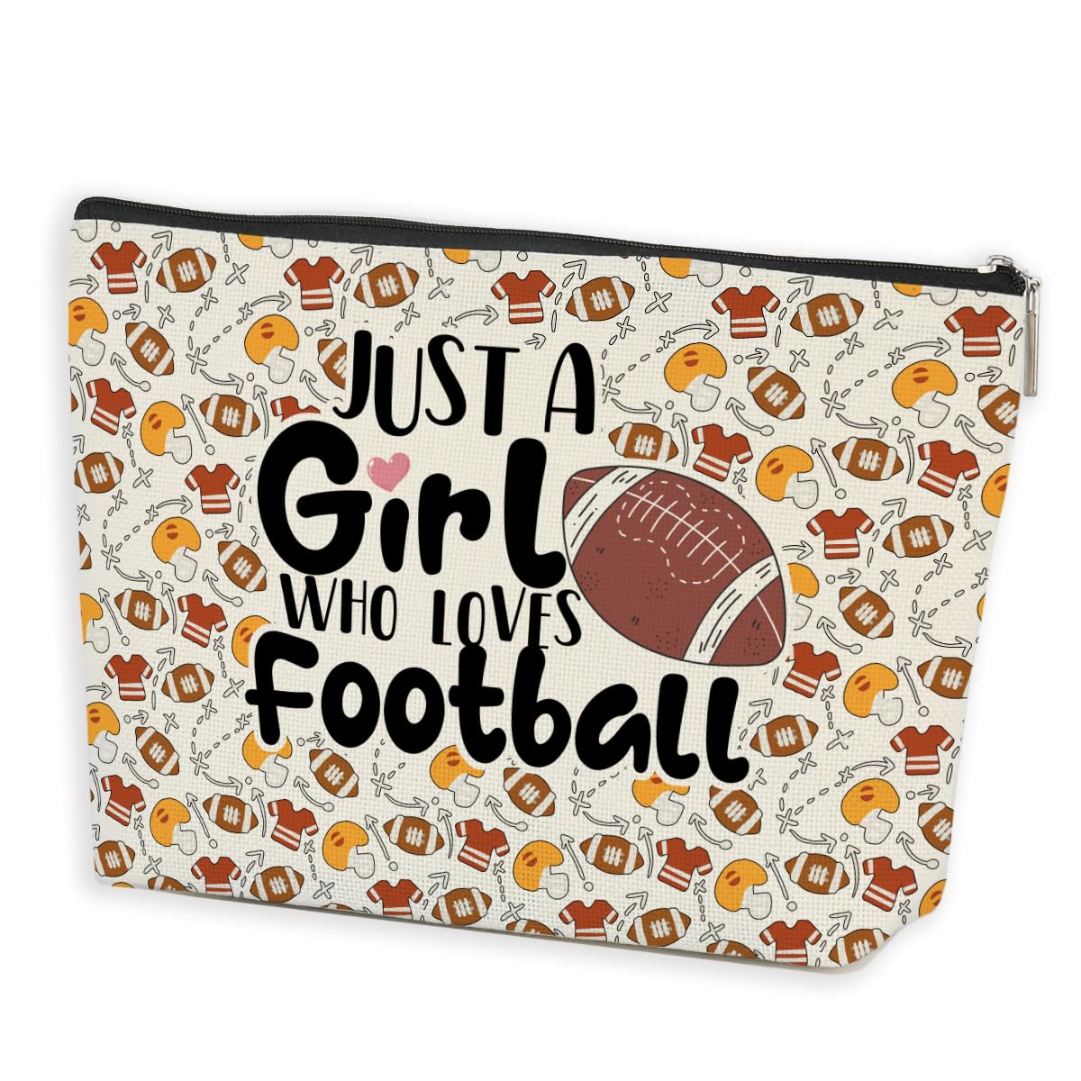 Football Makeup Bag - Waterproof Cosmetic Bag for Women & Girls - Perfect Football Gifts for Sister, Daughter, Friend - Great for Graduation, Birthday & Friendship - Ideal for Football Lovers & Players - Use for Travel, Gym, Sports Events & Daily Makeup Storage